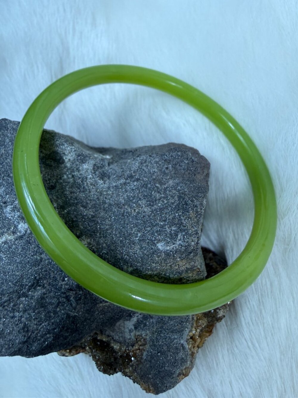 Green Glass Bangle Bracelet 8"